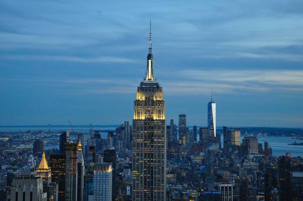 New York City skyline with Empire State Building at dusk